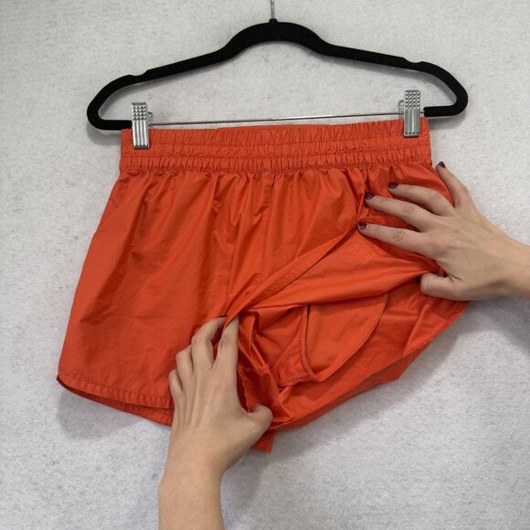 The North Face Shorts Womens XS Orange Running Lined Reflective Zip Pocket Gym - Picture 7 of 11